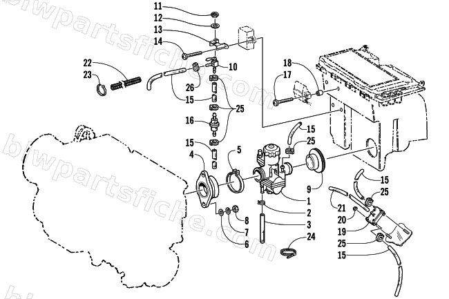 CARBURETOR AND FUEL PUMP ASSEMBLY diagram