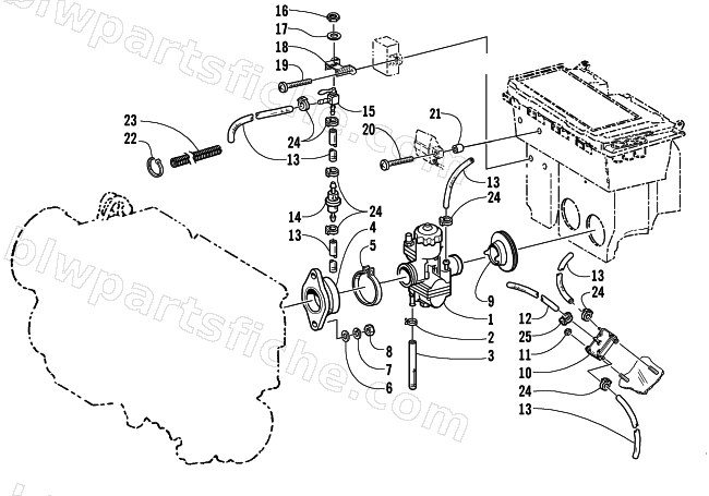 CARBURETOR AND FUEL PUMP ASSEMBLY diagram