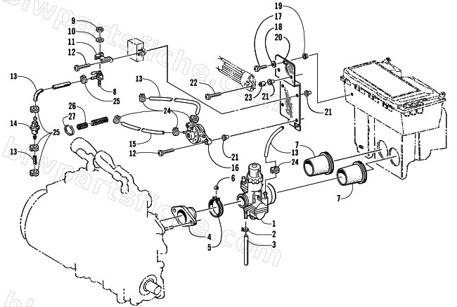 CARBURETOR AND FUEL PUMP ASSEMBLY diagram