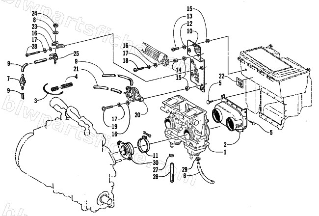 CARBURETOR AND FUEL PUMP ASSEMBLY diagram