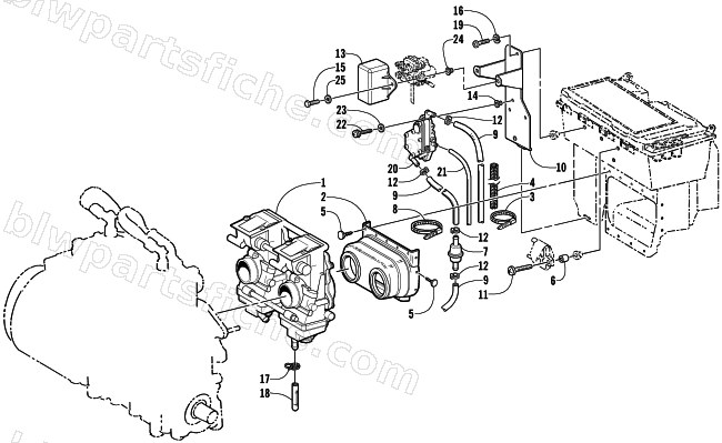 CARBURETOR AND FUEL PUMP ASSEMBLY diagram