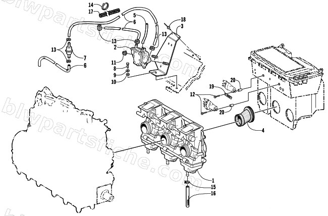 CARBURETOR AND FUEL PUMP ASSEMBLY diagram
