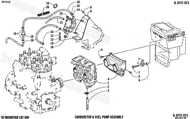 CARBURETOR AND FUEL PUMP ASSEMBLY diagram