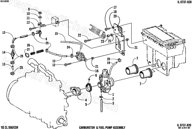 CARBURETOR AND FUEL PUMP ASSEMBLY diagram