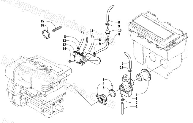 CARBURETOR AND FUEL PUMP ASSEMBLY diagram