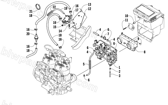 CARBURETOR AND FUEL PUMP ASSEMBLY diagram