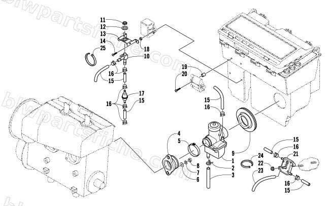 CARBURETOR AND FUEL PUMP ASSEMBLY diagram