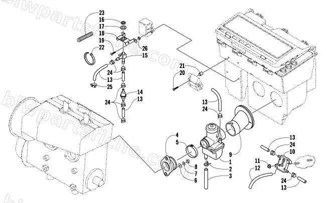 CARBURETOR AND FUEL PUMP ASSEMBLY diagram
