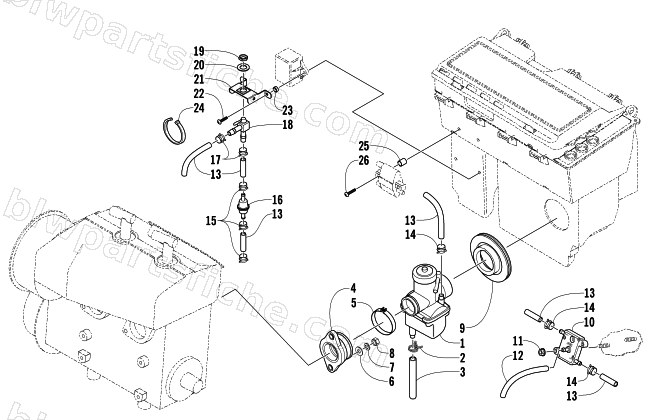 CARBURETOR AND FUEL PUMP ASSEMBLY diagram