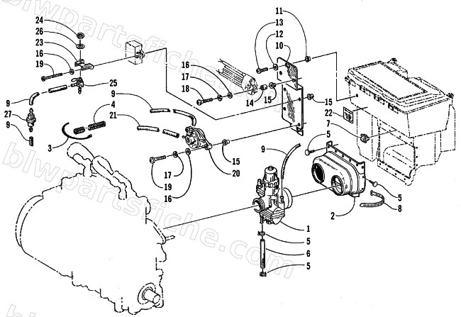 CARBURETOR AND FUEL PUMP ASSEMBLY diagram
