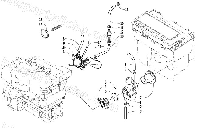 CARBURETOR AND FUEL PUMP ASSEMBLY diagram