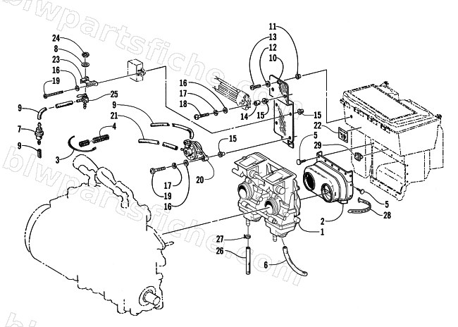 CARBURETOR AND FUEL PUMP ASSEMBLY diagram