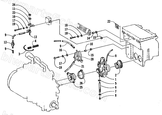 CARBURETOR AND FUEL PUMP ASSEMBLY diagram