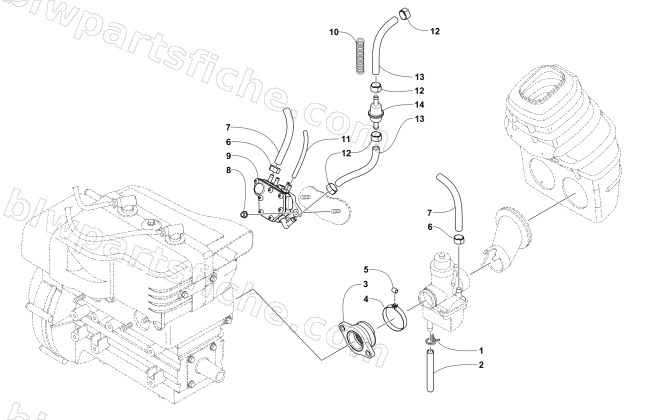 CARBURETOR AND FUEL PUMP ASSEMBLY diagram