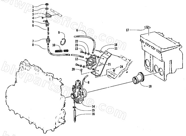 CARBURETOR AND FUEL PUMP ASSEMBLY diagram