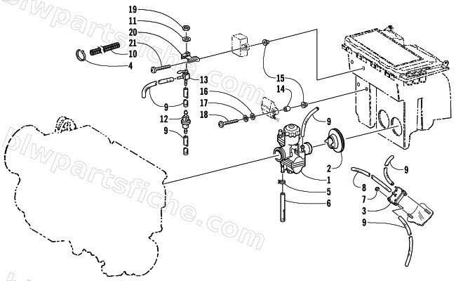 CARBURETOR AND FUEL PUMP ASSEMBLY diagram