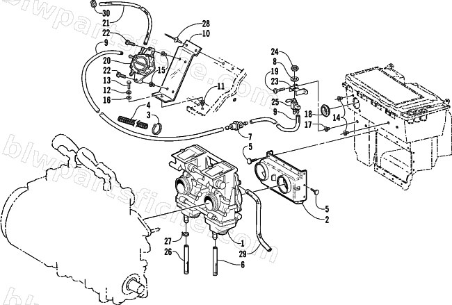CARBURETOR AND FUEL PUMP ASSEMBLY diagram