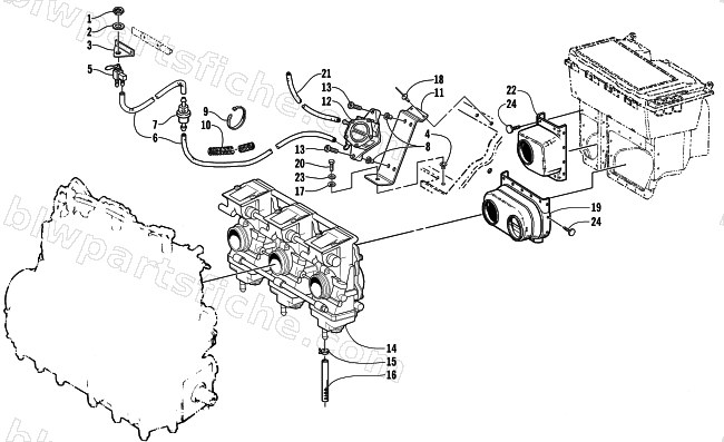 CARBURETOR AND FUEL PUMP ASSEMBLY diagram