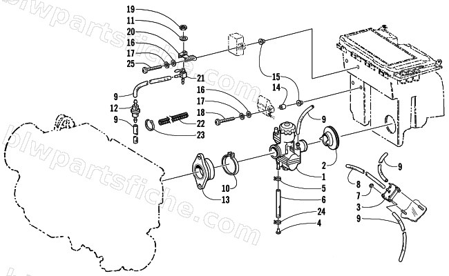 CARBURETOR AND FUEL PUMP ASSEMBLY diagram