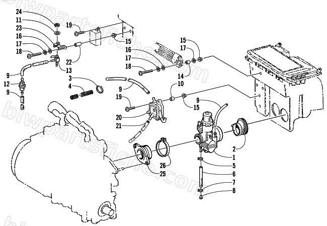 CARBURETOR AND FUEL PUMP ASSEMBLY diagram