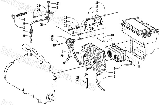 CARBURETOR AND FUEL PUMP ASSEMBLY diagram