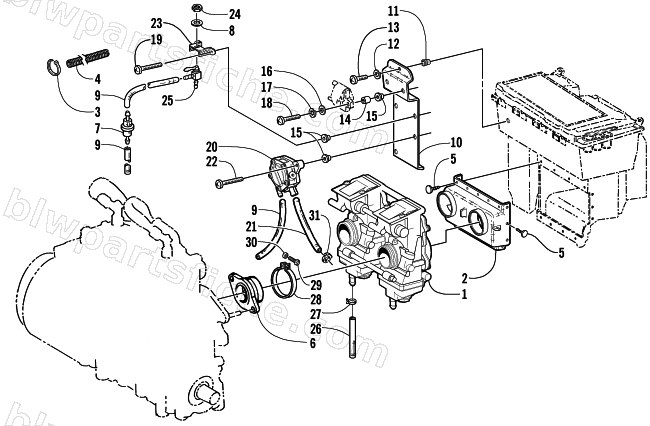 CARBURETOR AND FUEL PUMP ASSEMBLY diagram