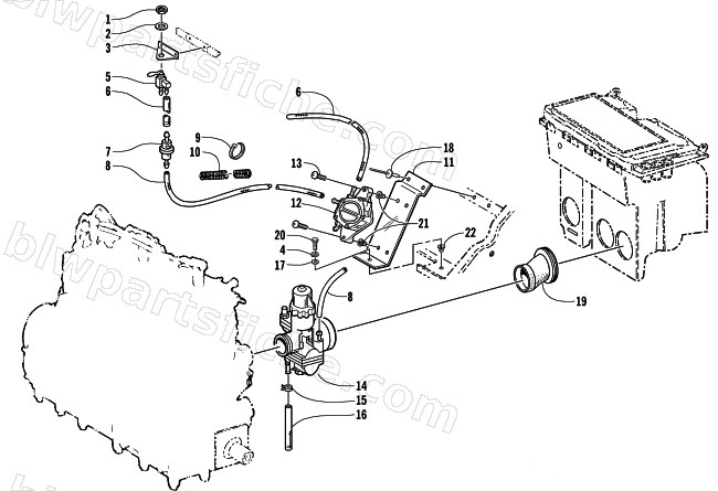 CARBURETOR AND FUEL PUMP ASSEMBLY diagram