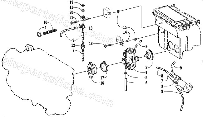 CARBURETOR AND FUEL PUMP ASSEMBLY diagram
