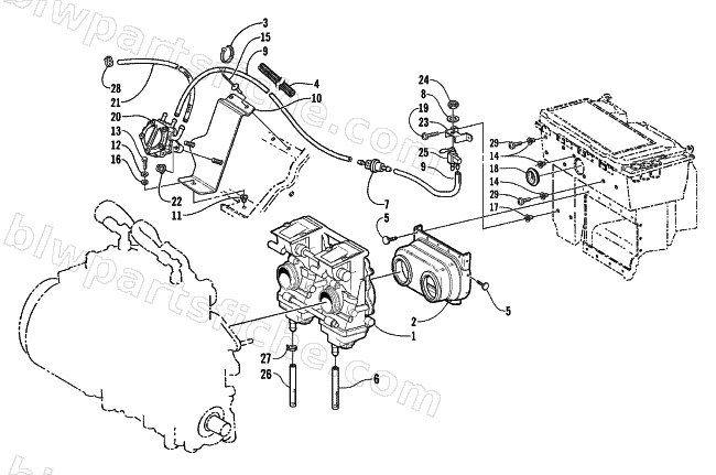 CARBURETOR AND FUEL PUMP ASSEMBLY diagram