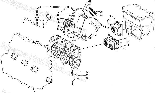 CARBURETOR AND FUEL PUMP ASSEMBLY diagram