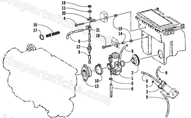 CARBURETOR AND FUEL PUMP ASSEMBLY diagram