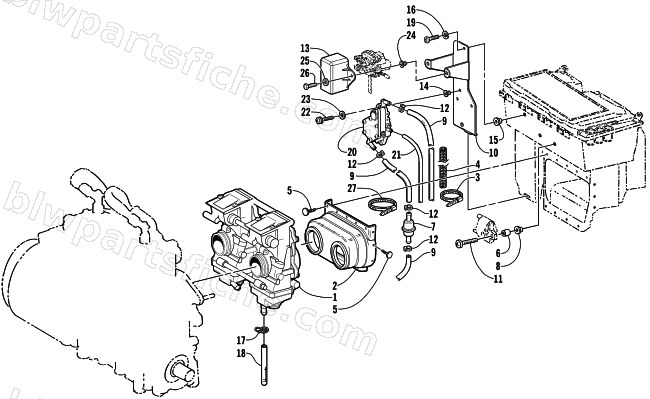 CARBURETOR AND FUEL PUMP ASSEMBLY diagram