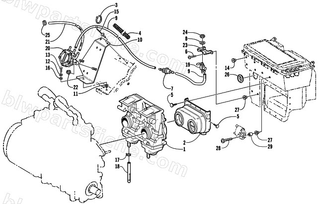 CARBURETOR AND FUEL PUMP ASSEMBLY diagram