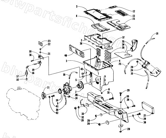 CARBURETOR, FUEL PUMP, AND AIR SILENCER diagram