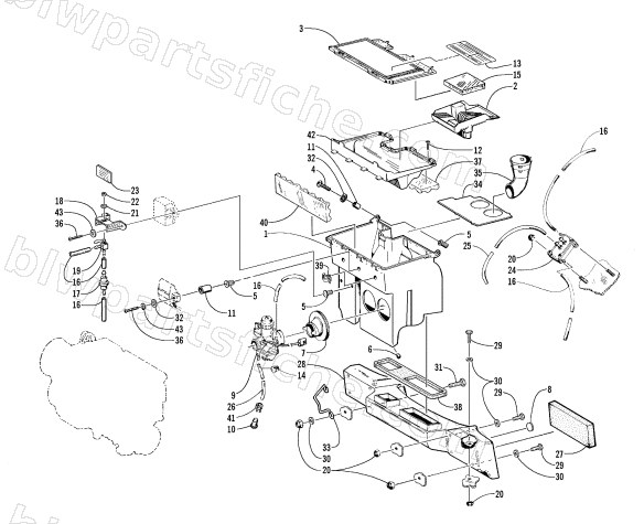 CARBURETOR, FUEL PUMP, AND AIR SILENCER ASSEMBLY diagram