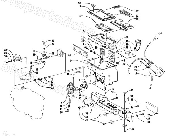 CARBURETOR, FUEL PUMP, AND AIR SILENCER ASSEMBLY diagram