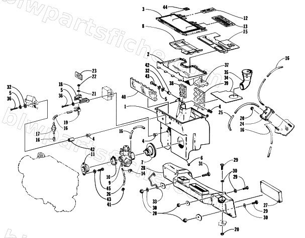 CARBURETOR, FUEL PUMP, AND AIR SILENCER ASSEMBLY diagram