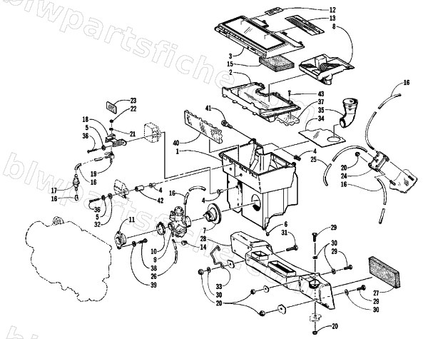 CARBURETOR, FUEL PUMP, AND AIR SILENCER ASSEMBLY diagram