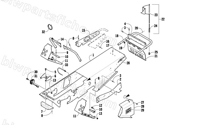 CHASSIS, FOOTREST, AND REAR BUMPER ASSEMBLY diagram
