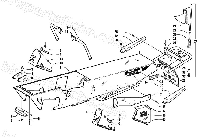 CHASSIS, FOOTREST, AND REAR BUMPER ASSEMBLY diagram