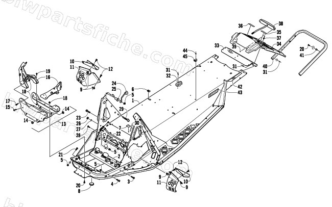 CHASSIS, REAR BUMPER, AND SNOWFLAP ASSEMBLY diagram