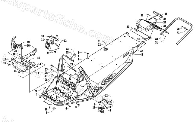 CHASSIS, REAR BUMPER, AND SNOWFLAP ASSEMBLY diagram