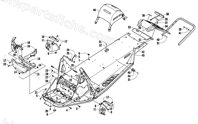 CHASSIS, REAR BUMPER, AND SNOWFLAP ASSEMBLY diagram
