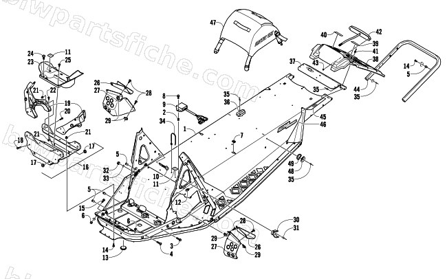 CHASSIS, REAR BUMPER, AND SNOWFLAP ASSEMBLY diagram