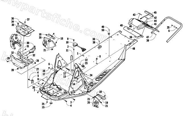 CHASSIS, REAR BUMPER, AND SNOWFLAP ASSEMBLY diagram