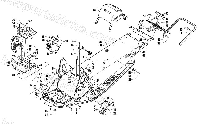 CHASSIS, REAR BUMPER, AND SNOWFLAP ASSEMBLY diagram