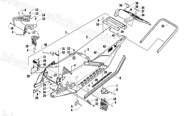 CHASSIS, REAR BUMPER, AND SNOWFLAP ASSEMBLY diagram