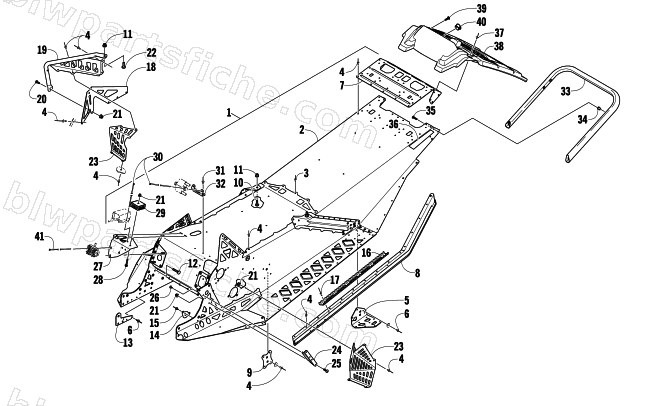 CHASSIS, REAR BUMPER, AND SNOWFLAP ASSEMBLY diagram