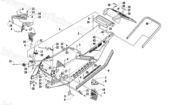 CHASSIS, REAR BUMPER, AND SNOWFLAP ASSEMBLY diagram
