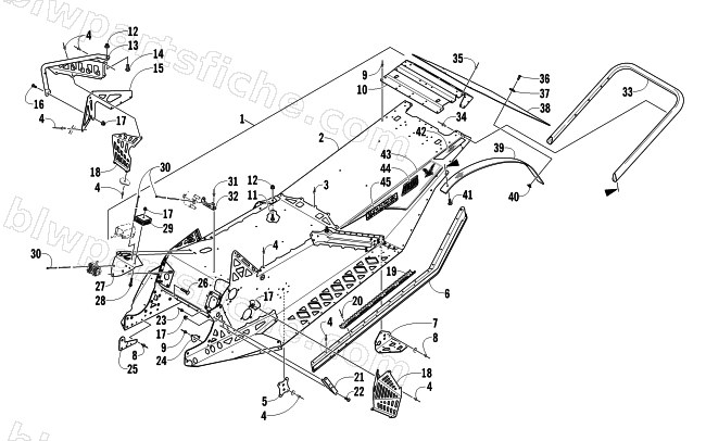CHASSIS, REAR BUMPER, AND SNOWFLAP ASSEMBLY diagram
